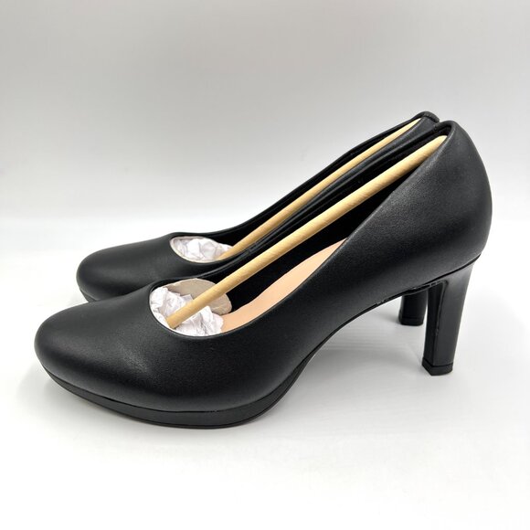 Clarks Womens Size 8 Ambyr‎ Joy Black Leather Pumps Heels Shoes Classic Work - Picture 5 of 13